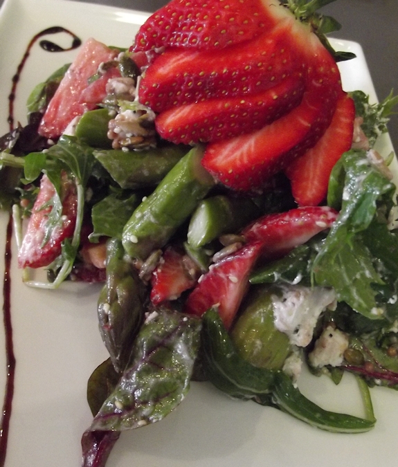 Strawberry and asparagus salad at Rouge, Cambridge