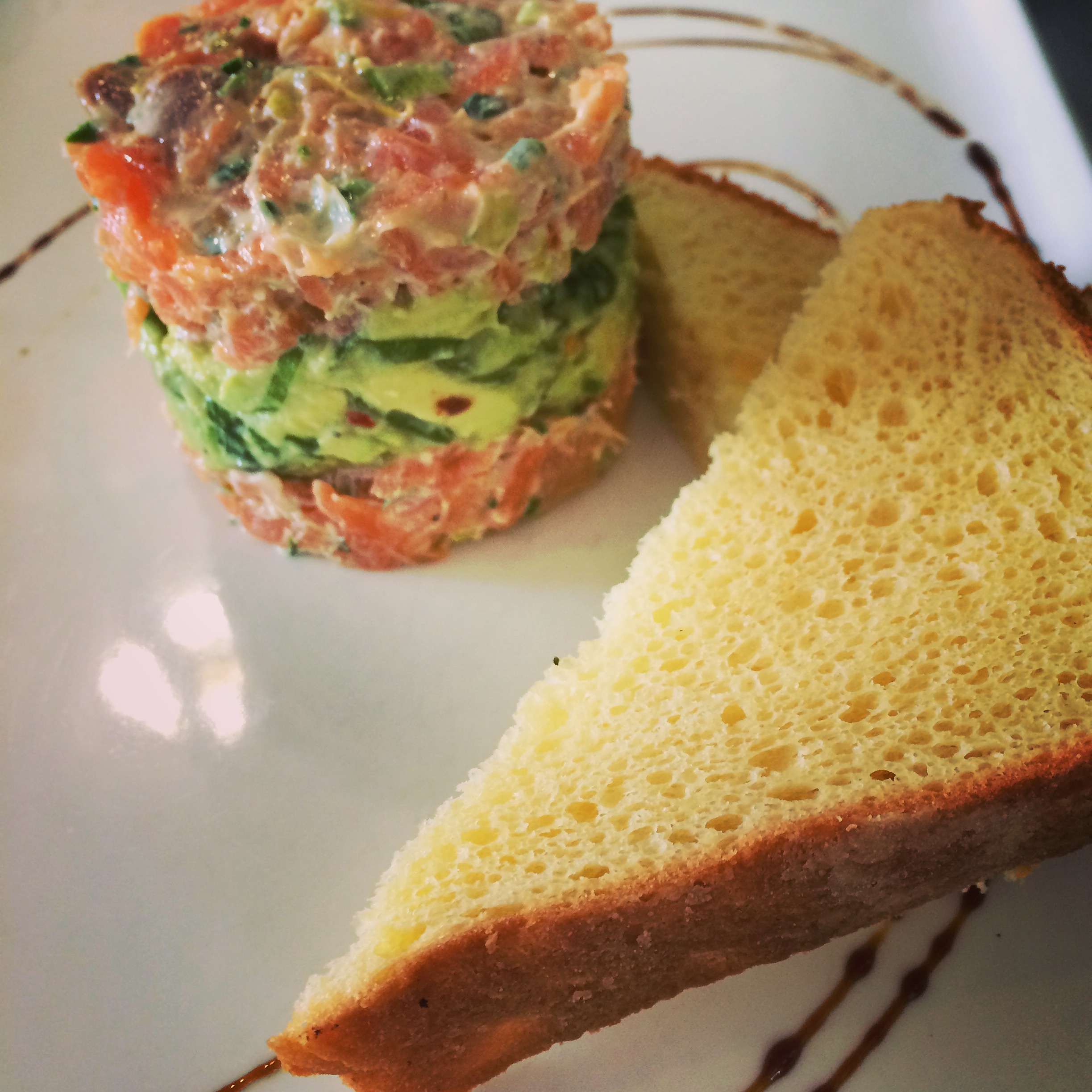 Salmon and avocado timbale at Rouge Cafe in Cambridge