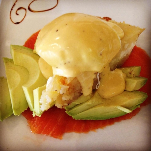 Salmon avocado rosti at Rouge, Cambridge